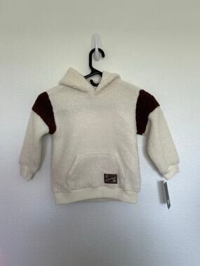 Frye Kids White and Brown Hooded Sherpa Jacket - 4T